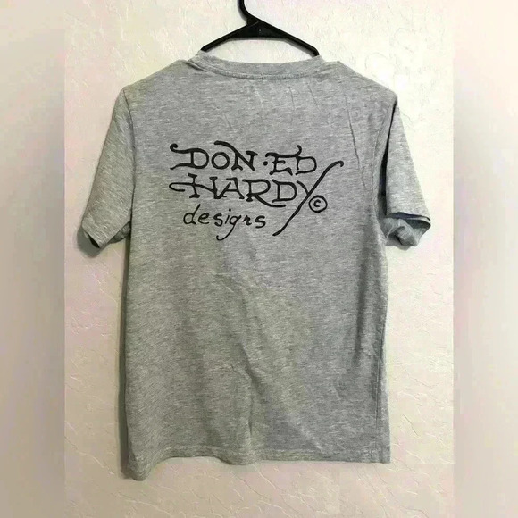 Ed Hardy Rhinestone Eagle Skull Snake T Shirt in Gray Size Small - Picture 2 of 4